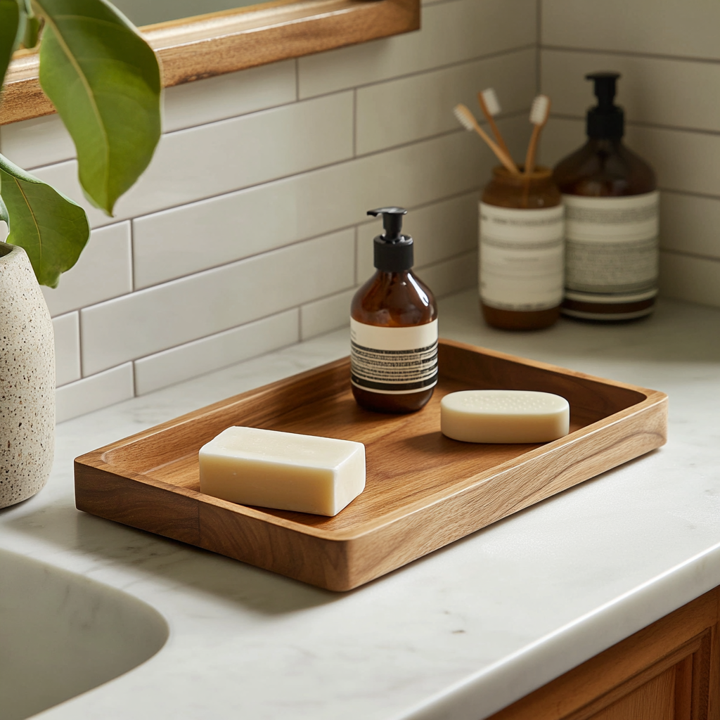 Aesthetic Easy to Clean Wooden Bathroom Tray