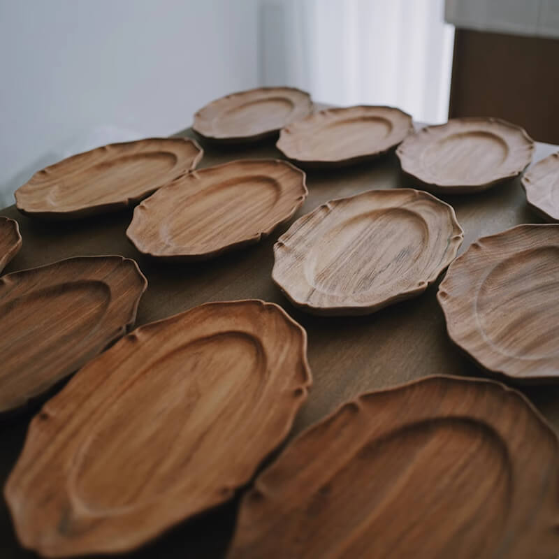 acacia wooden serving tray for cafe coffee service