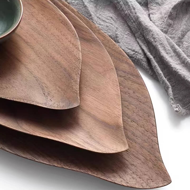 leaf shaped decorative wood tray