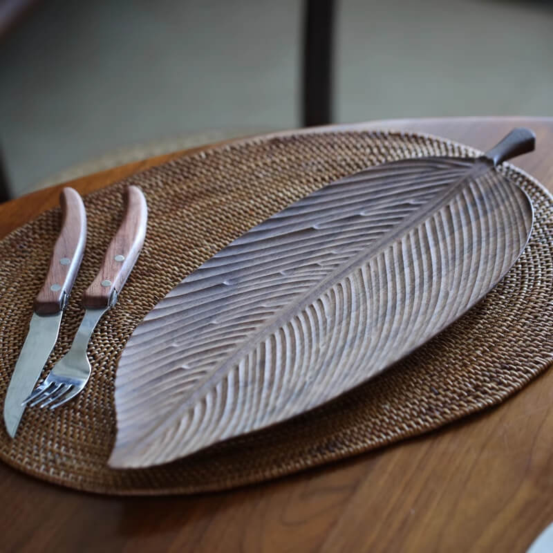 leaf shaped wood plate