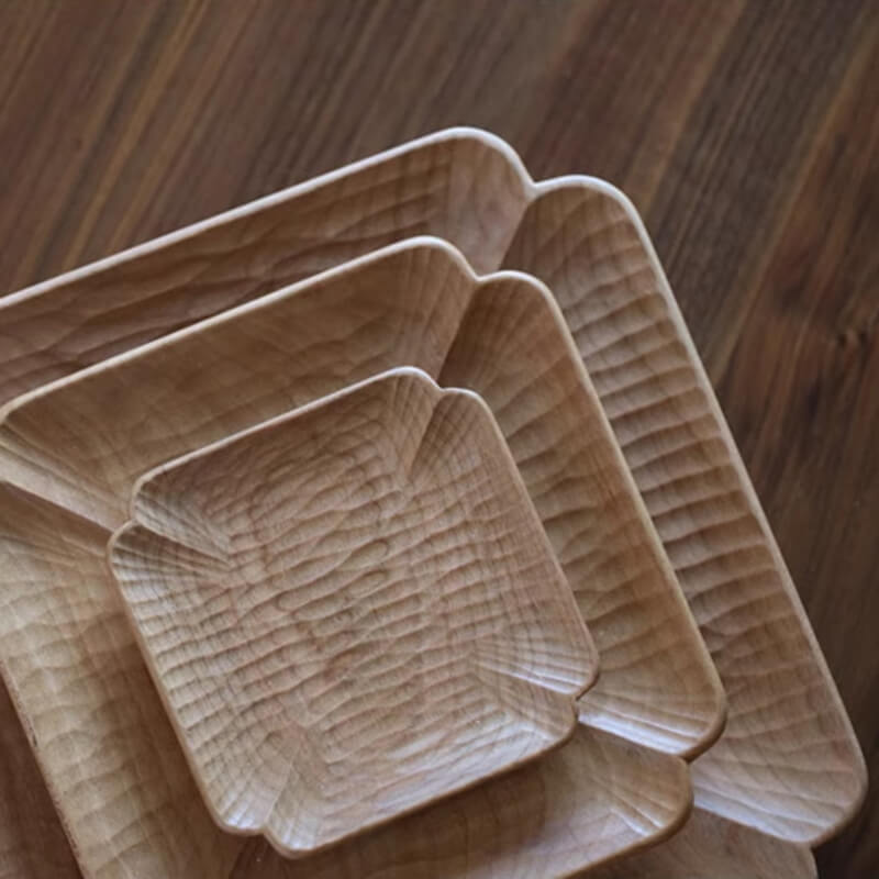 square wood serving plates