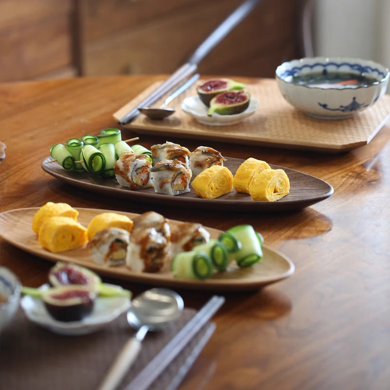 wooden boat tray walnut for appetizers